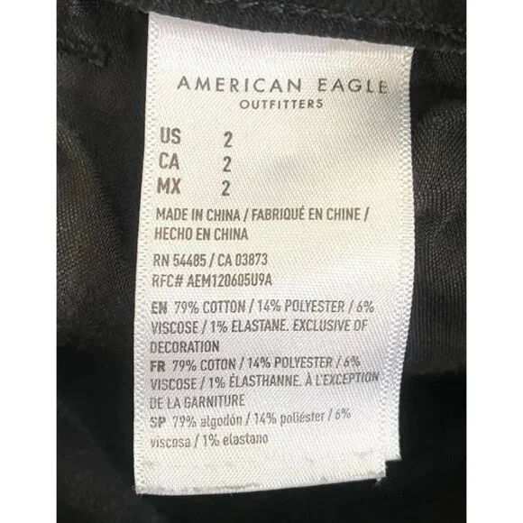 American Eagle Womens Mom Short Distressed Faded Black Cuffed Size 2 Stretch - Picture 7 of 8